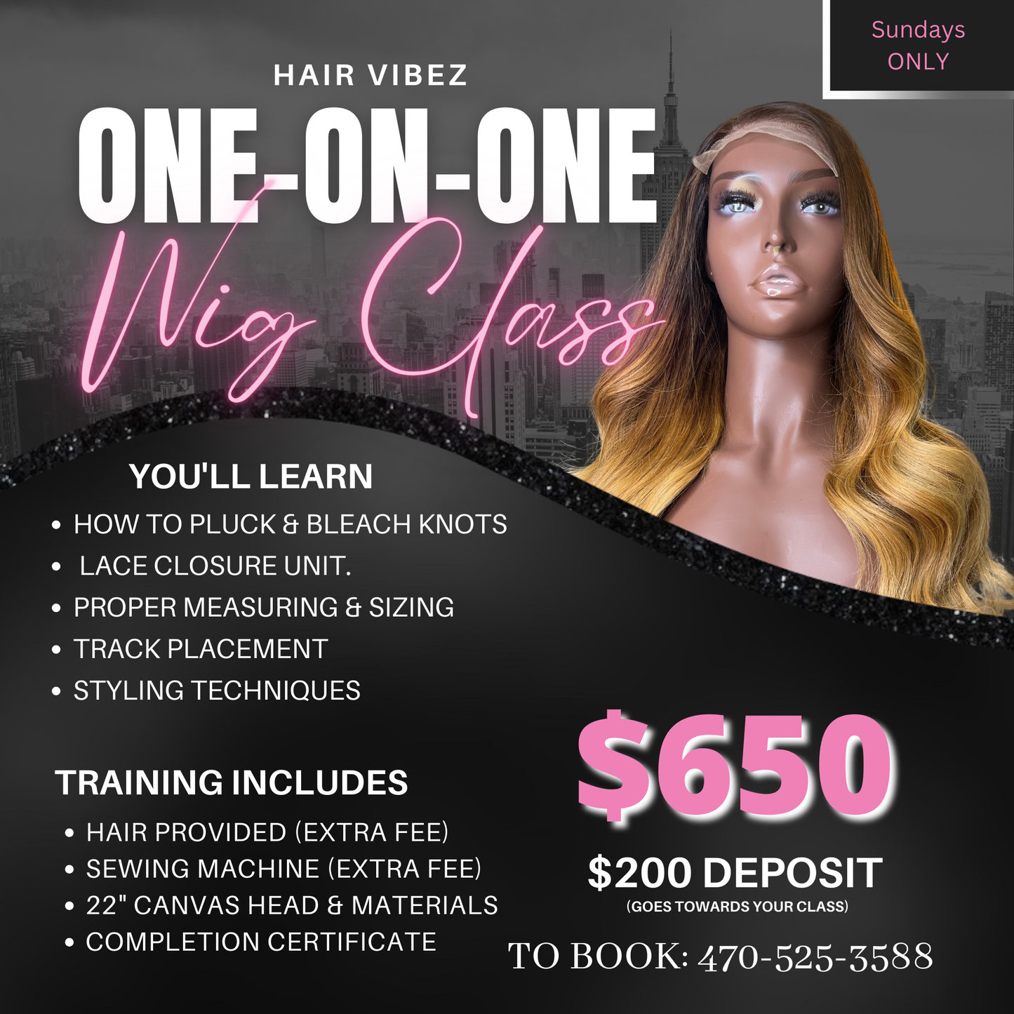 ONE-on-ONE Wig Making Class